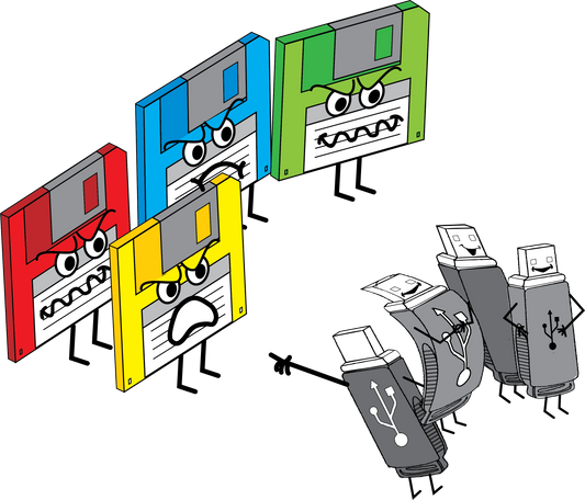 Floppy Disks VS. Thumb Drives Digital Art - tshirthelpdeskstore